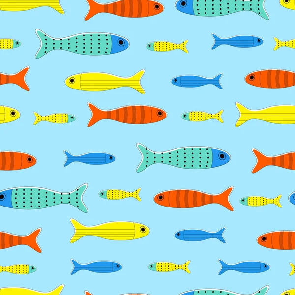 Απρόσκοπτη Μοτίβο Της Πολύχρωμα Ψάρια Στη Θάλασσα Θάλασσα Wallpapers Κίτρινο — Διανυσματικό Αρχείο