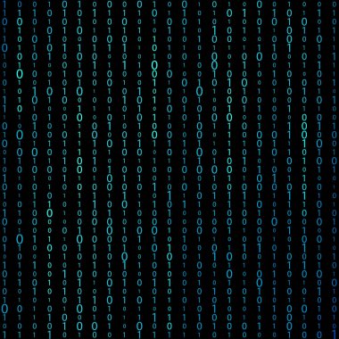 Matris ikili kod arka plan. Ekran üzerinde rakamlar. Kodlama veya madenciliği kripto-para kavramı. Vektör çizim