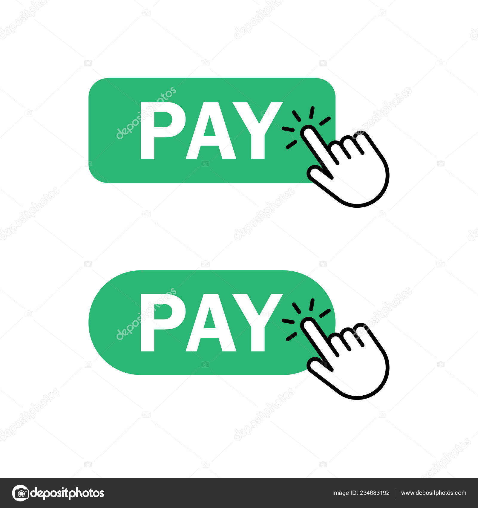 Finger Push Pay Button Icon Concept Security Payment Online