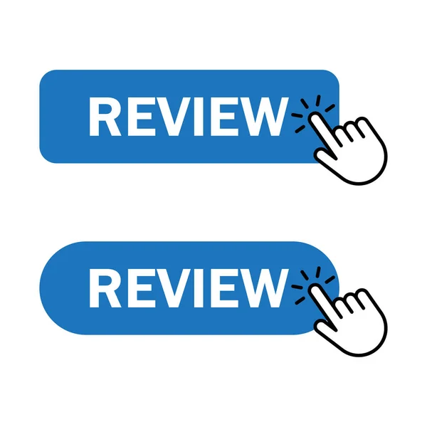 Review Button Icon Hand Cursor Clicks Review Button Vector Illustration — Stock Vector