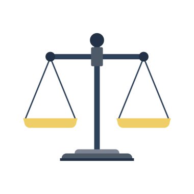 Boş ölçekler. Adaletin terazisi. Hukuk denge sembolü. Terazi. Vektör çizim