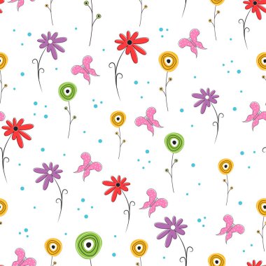 çiçek ve kelebek, tasarımı için yazdırma, çiçek arka plan ile yaz desen