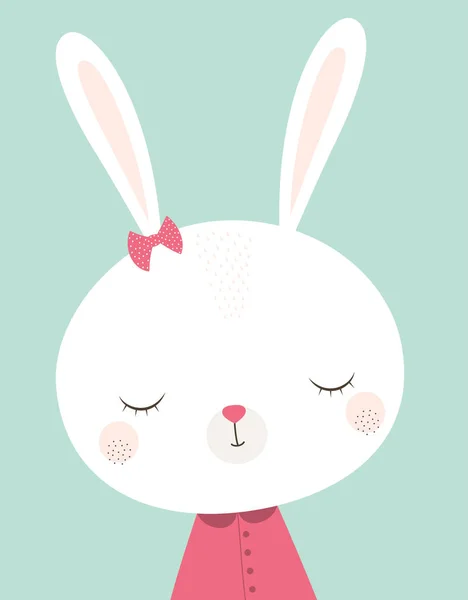 Mutlu Paskalya Bunny Vektör Çizim Sevimli Tavşan Yeşil Arka Plan — Stok Vektör