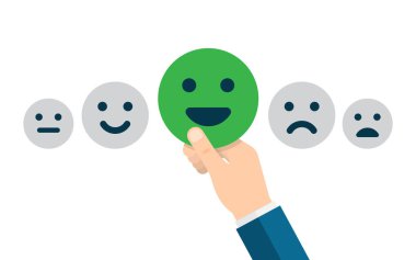 Rating satisfaction. Feedback in form of emotions. Excellent, good, normal, bad awful Vector illustration clipart