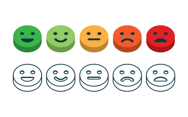 Rating Zufriedenheit Feedback Form Von Emotionen Hervorragende Gute Normale Schlechte — Stockvektor