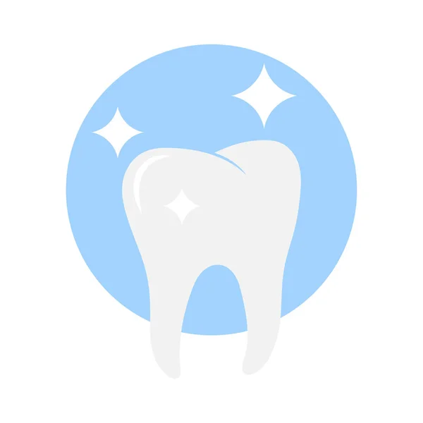 White Tooth Icon Vector Illustration Isolated Blue Background — Stock Vector