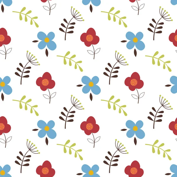 Nahtlose Muster Mit Fee Mehrfarbigen Blumen Modedruck Vektor Handgezeichnete Illustration — Stockvektor