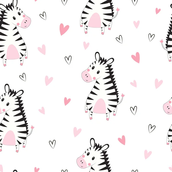Zebra Bebê Sem Costura Padrão Impressão Bonito Escandinavo Legal Ilustração —  Vetores de Stock