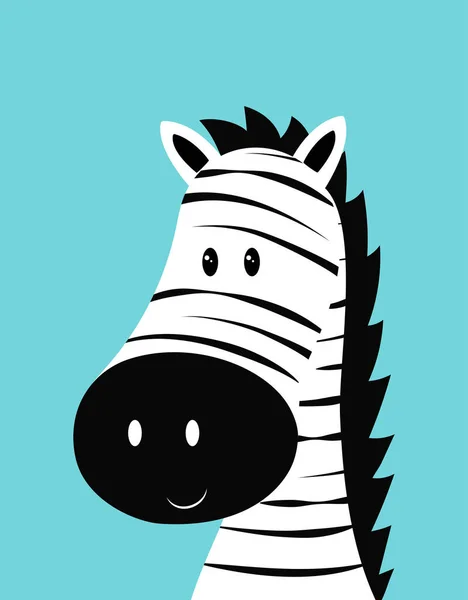 Handgezeichnete Vektor Illustration Des Niedlichen Lustigen Zebras Tier Isoliert Flaches — Stockvektor
