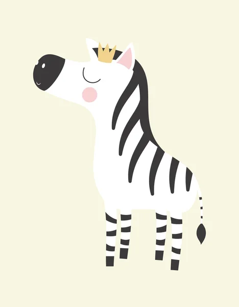 Illustrazione Disegnata Mano Della Principessa Carina Zebra Oggetto Isolato Design — Vettoriale Stock