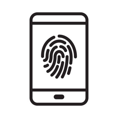 Parmak izi güvenlik smartphone cep telefonu ile. Biyometrik kimlik kavramı. Cep telefonu kilidini. Vektör çizim