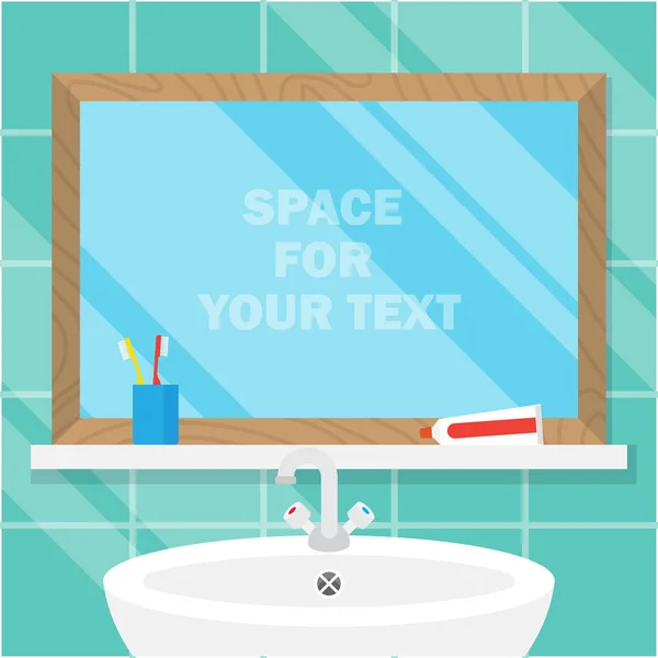 Miroir Étagère Salle Bain Avec Brosse Dents Dentifrice Illustration Vectorielle — Image vectorielle