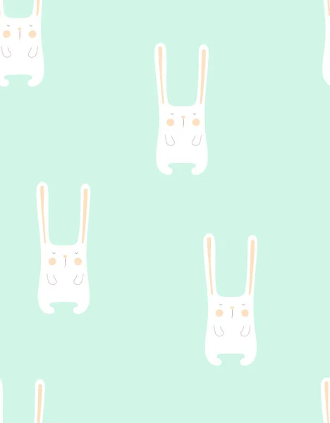 Милый Пасхальный Кролик Картина Сладкий Кролик Ребенка Голубой Уши Заяц — стоковый вектор