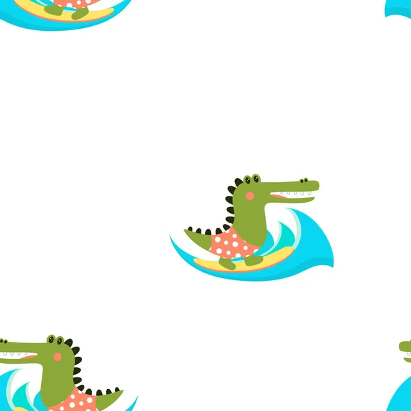 Cartoon crocodile pattern — Stock Vector