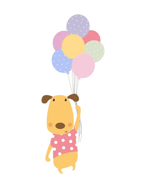 Lindo perro con globos — Archivo Imágenes Vectoriales