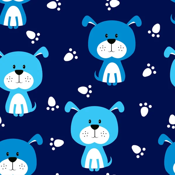 seamless blue dog pattern