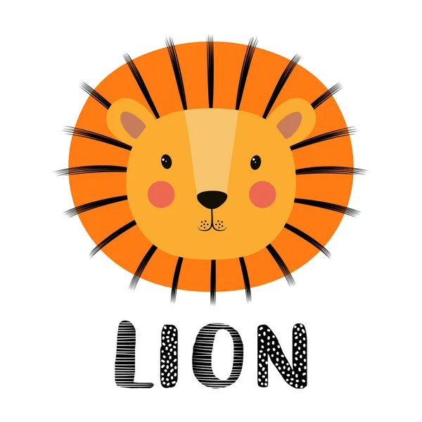 Divertido niños impresión león — Vector de stock