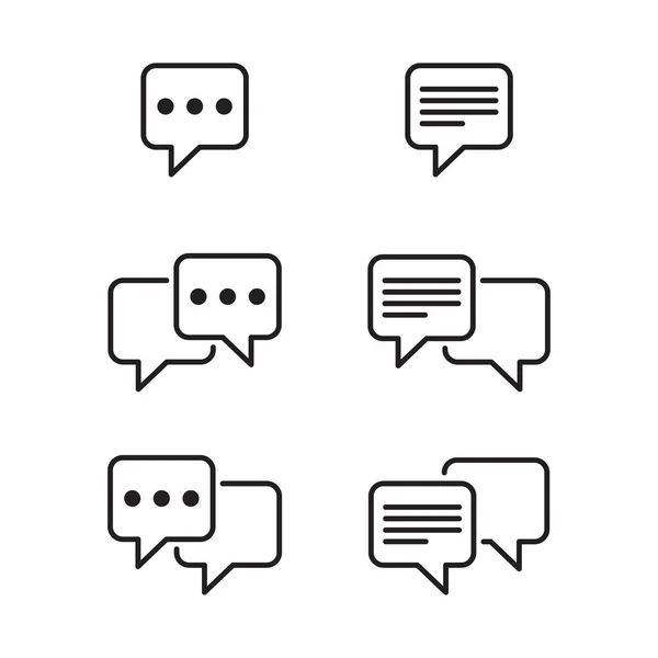 Conjunto de chat y línea de burbujas de voz Iconos — Vector de stock