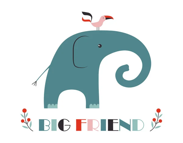 Αστεία παιδιά εκτύπωση ελέφαντας — Διανυσματικό Αρχείο