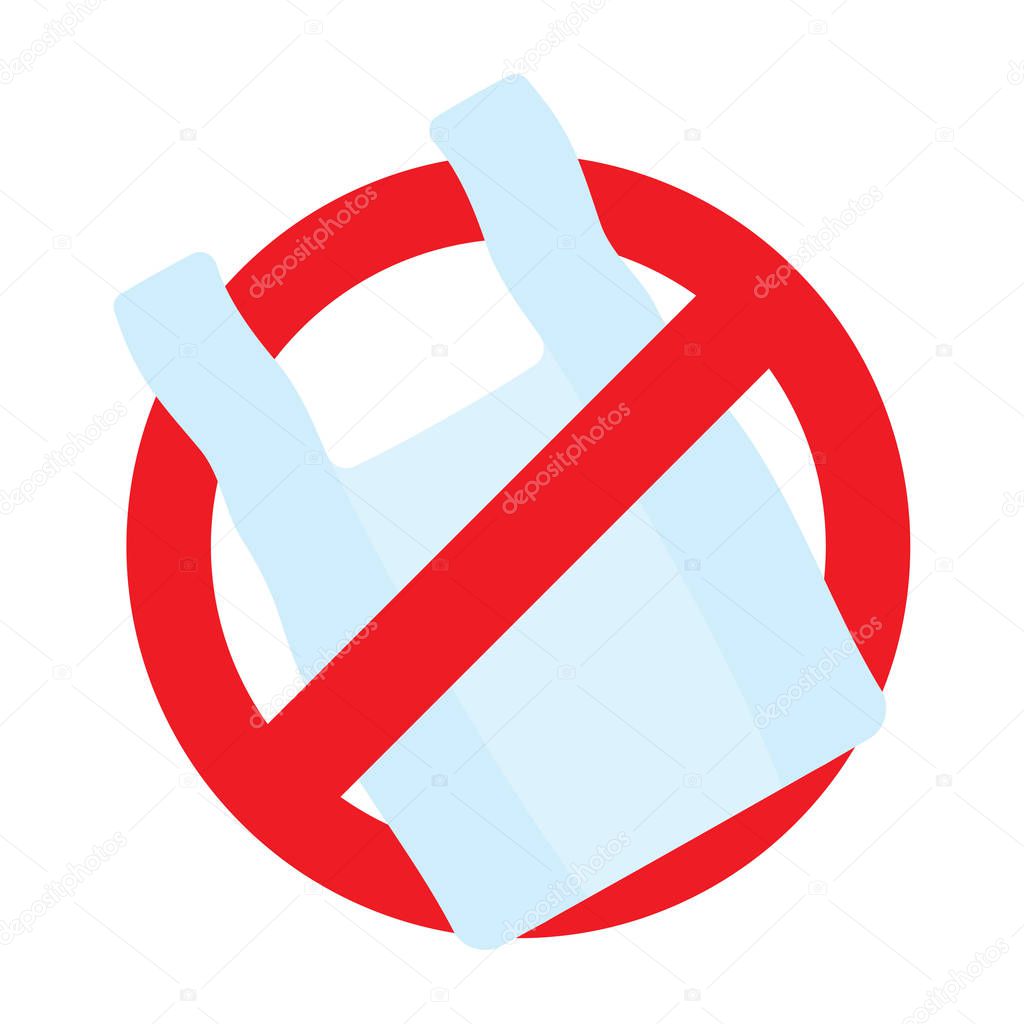 No plastic bag icon. Say no to plastic bag