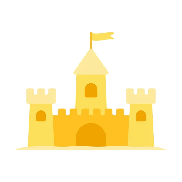 Castillo de arena vector icono plano aislado en blanco — Vector de stock