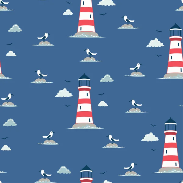 Seamless lighthouse pattern — Stock Vector