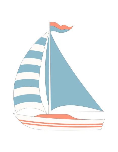 Barco de dibujos animados marinos aislado — Vector de stock