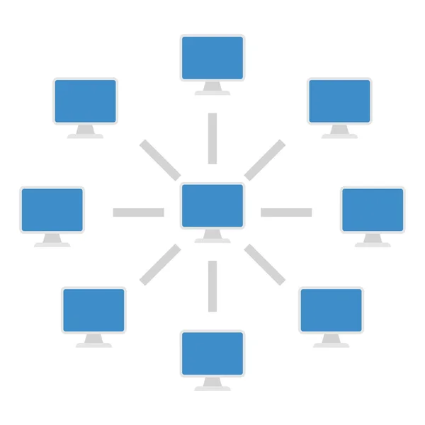 Connection diagram of computers. — Stock Vector