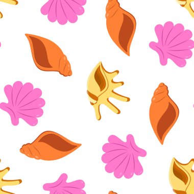 beyaz deniz kabukları dikişsiz desen