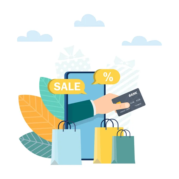 Ilustração do conceito de compras online — Vetor de Stock