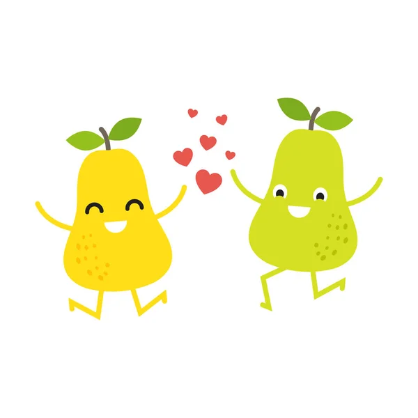 Couple de poires mignonnes pour carte de Saint Valentin . — Image vectorielle