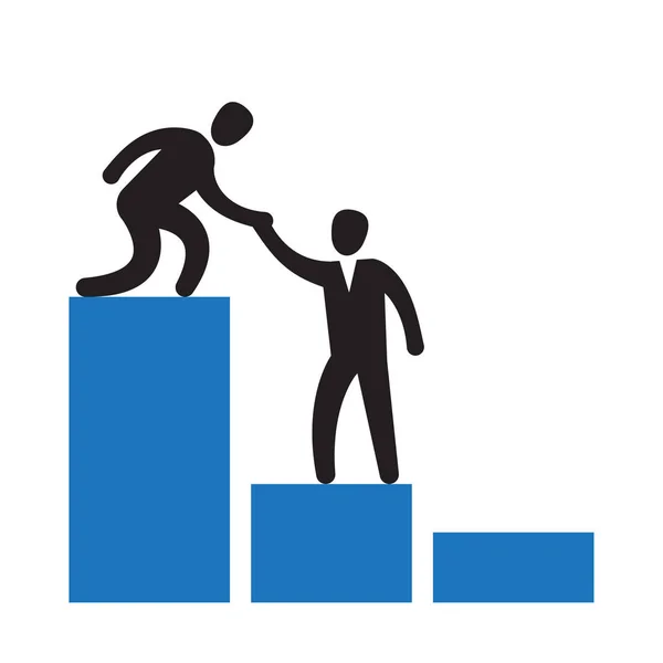 Teamwork. Business man helping his partner to climb the ladder — Stock Vector