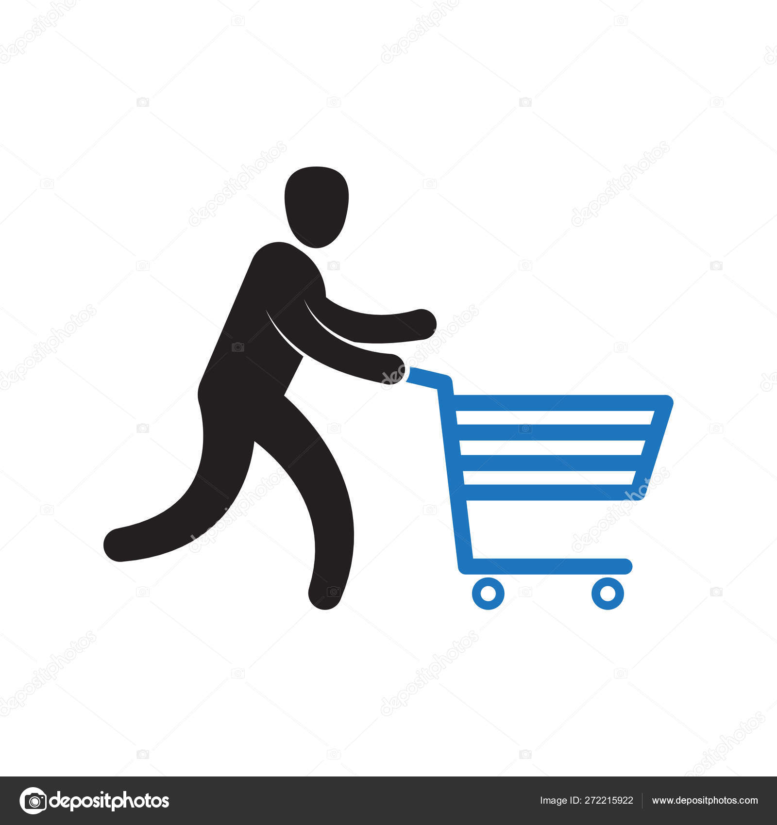 Hombre empujando carrito de compras Vector de stock #272215922 de ©Makc76, image size:1600x1700