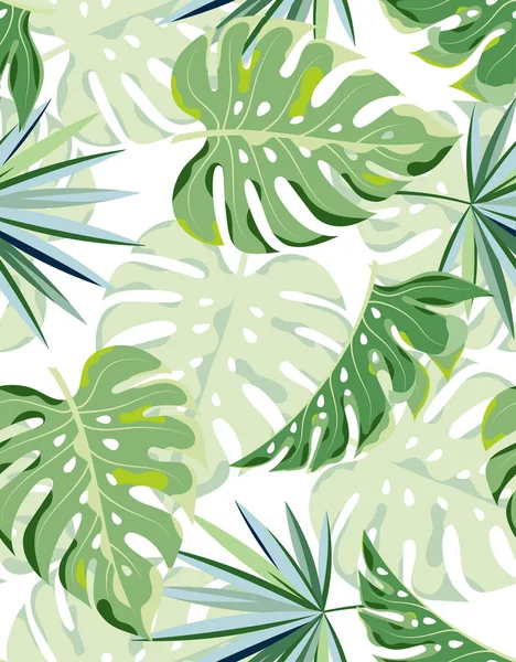 Tropische Palmenblätter mit nahtlosem Muster — Stockvektor