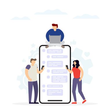 Erkek ve kadın internette sohbet ediyor. Sosyal medya