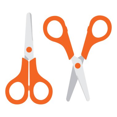 Set of closed and open scissors isolated on white clipart
