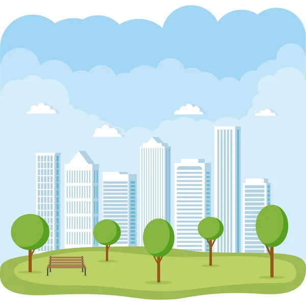 Vector illustration of city and park — Stock Vector