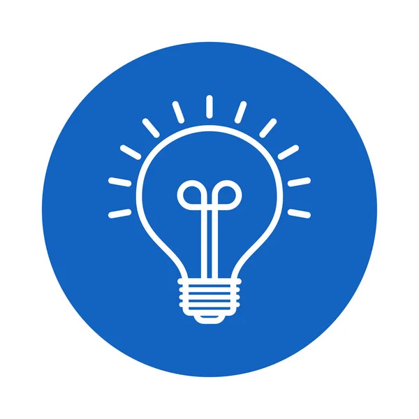 Vetor de ícone de linha de lâmpada, isolado no fundo azul . —  Vetores de Stock