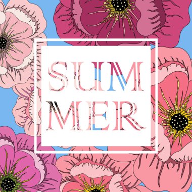 çiçekler ve slogan ile yaz çerçevesi