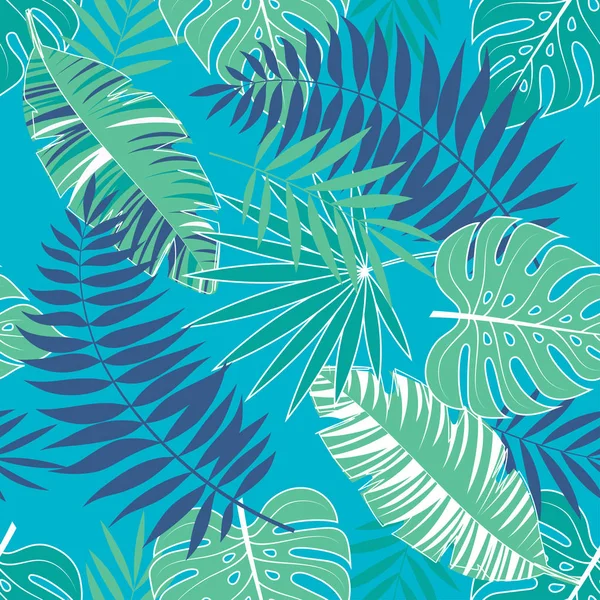 Açık mavi arka plan ile tropikal yaz deseni — Stok Vektör