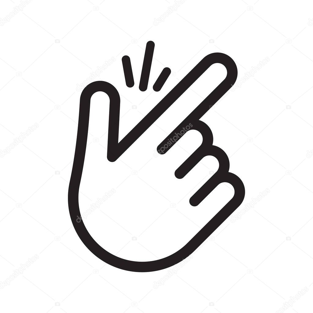 Finger snap with snapping sound lines, popular gesturing. Vector illustration isolated on white background.