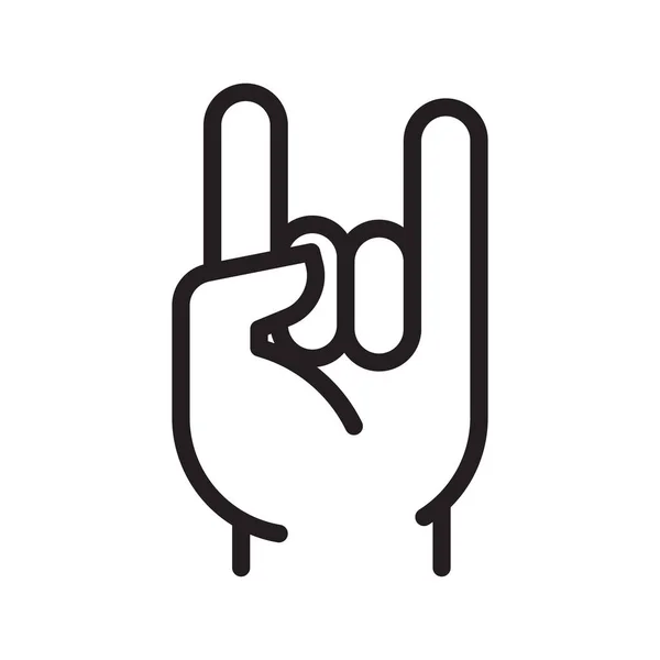 Rock and roll signo de mano icono de dibujo vectorial — Vector de stock