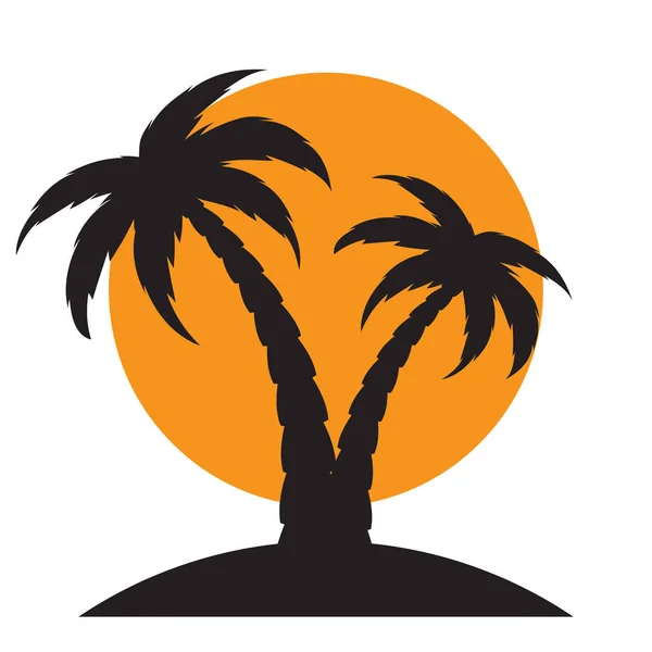 Silhouette di palme sull'isola — Vettoriale Stock