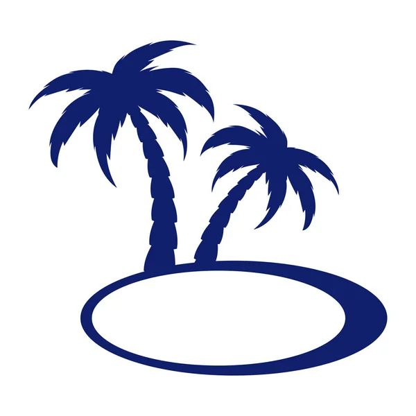 Silhueta de palmeiras na ilha — Vetor de Stock