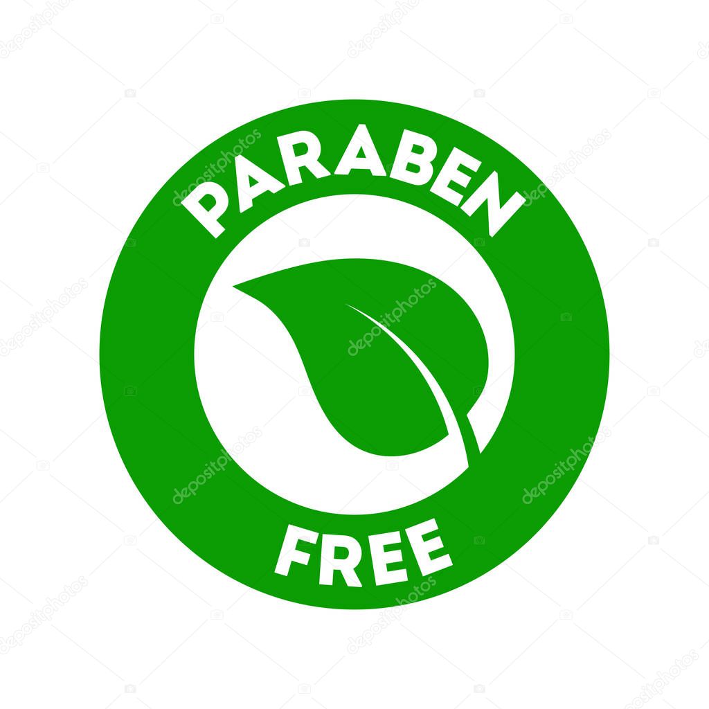 Paraben free label icon, for skin safe products. Vector illustration on white background