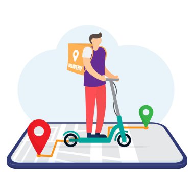 Elektrikli scooter sürme teslimat kurye