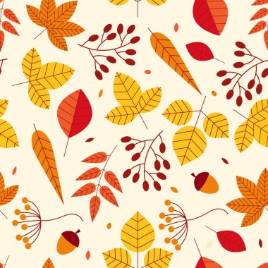 Meşe palamudu ve sonbahar yapraklarıyla kusursuz desen