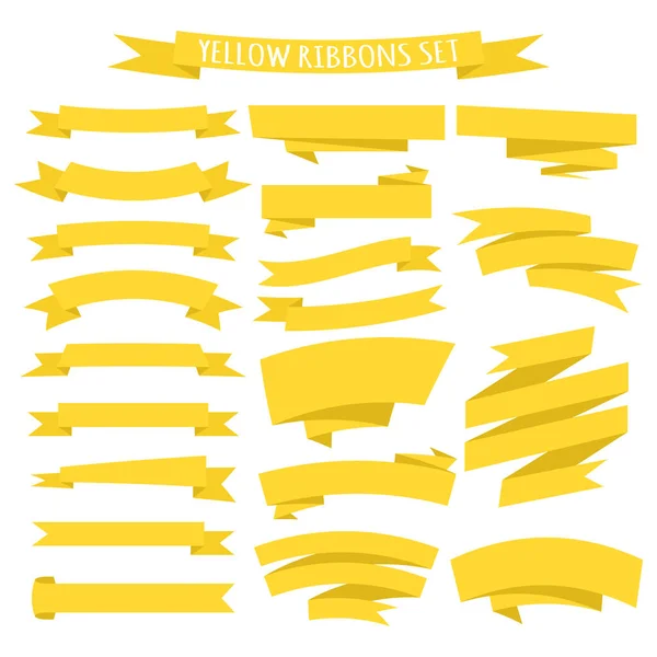 Set of yellow ribbons isolated on white background — Stock Vector