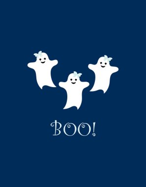 sevimli karikatür hayaletler ile poster