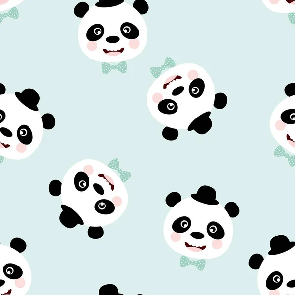 Muster von lustigen Panda mit Hut — Stockvektor